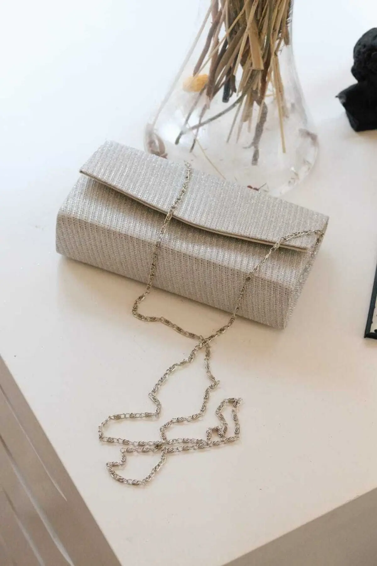 Kadın Simli Silver Mini Kutu Omuz Çantası