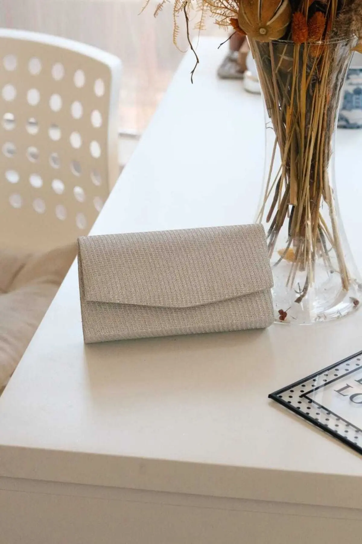 Kadın Simli Silver Mini Kutu Omuz Çantası