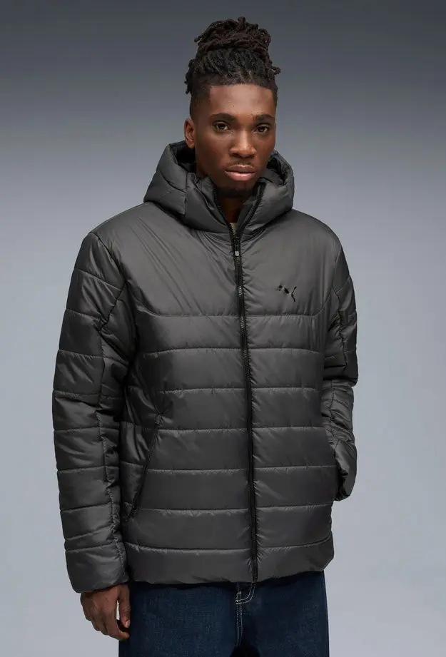 Puma Puma Ess Hooded Padded Erkek Gri Ceket
