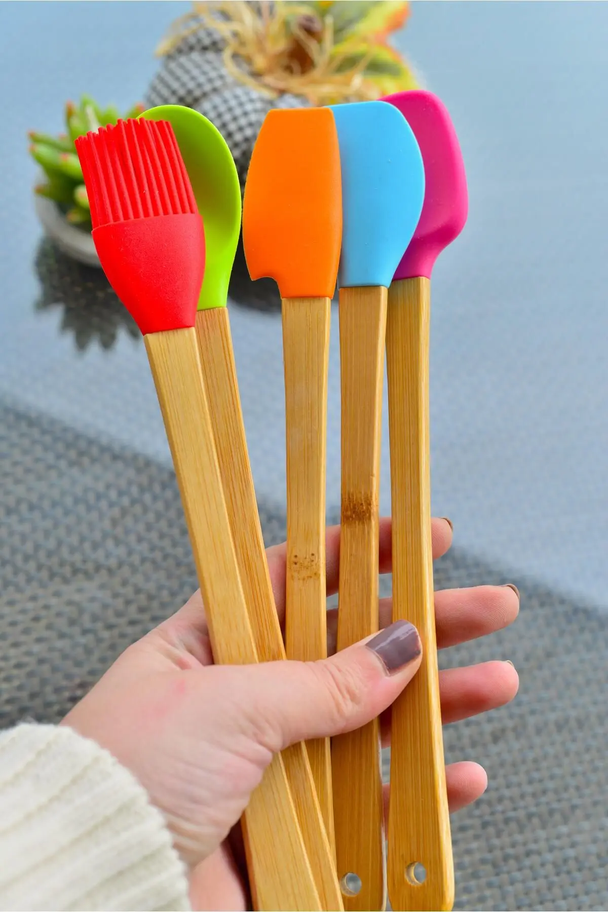 Bella 5 Li Mini Bambu Spatula Seti / Renkli