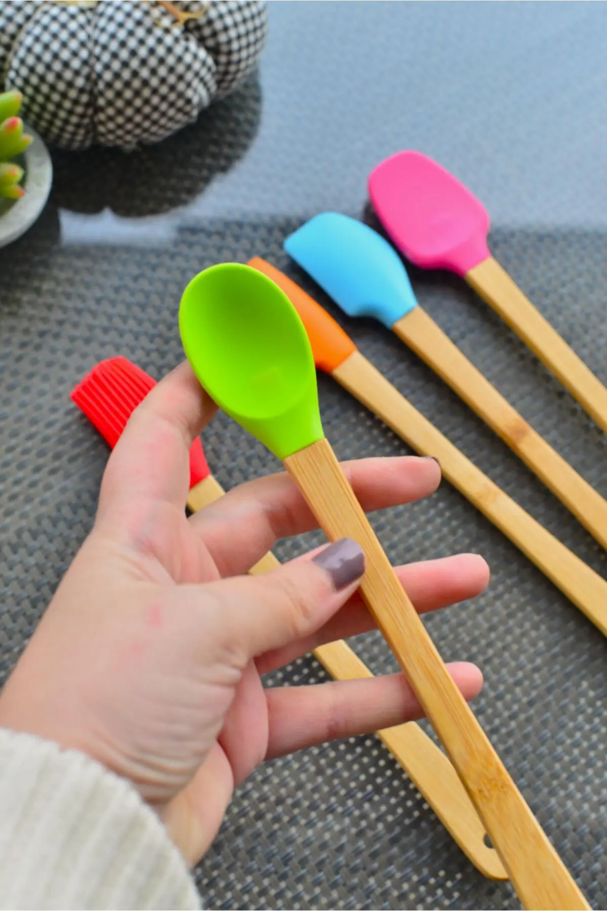 Bella 5 Li Mini Bambu Spatula Seti / Renkli