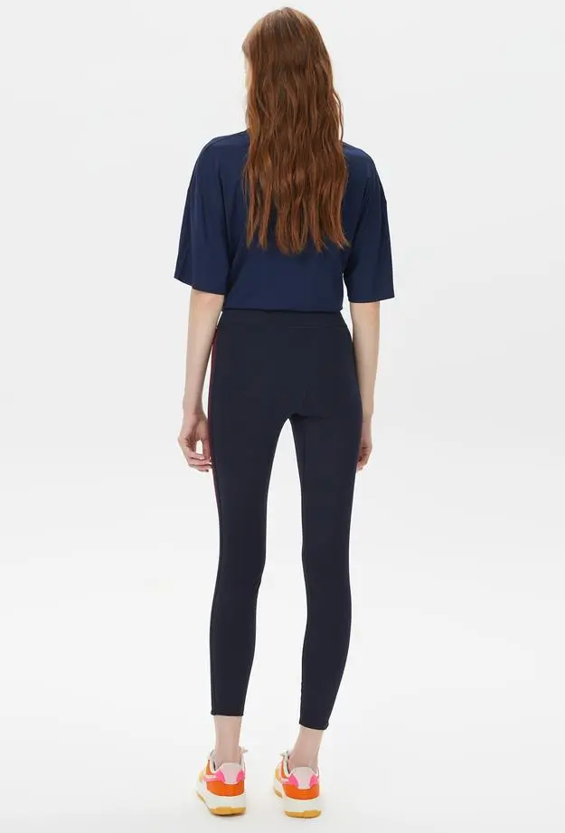 Tommy Hilfiger Hw Split Tape Legging 7/8 Kadın Mavi Tayt
