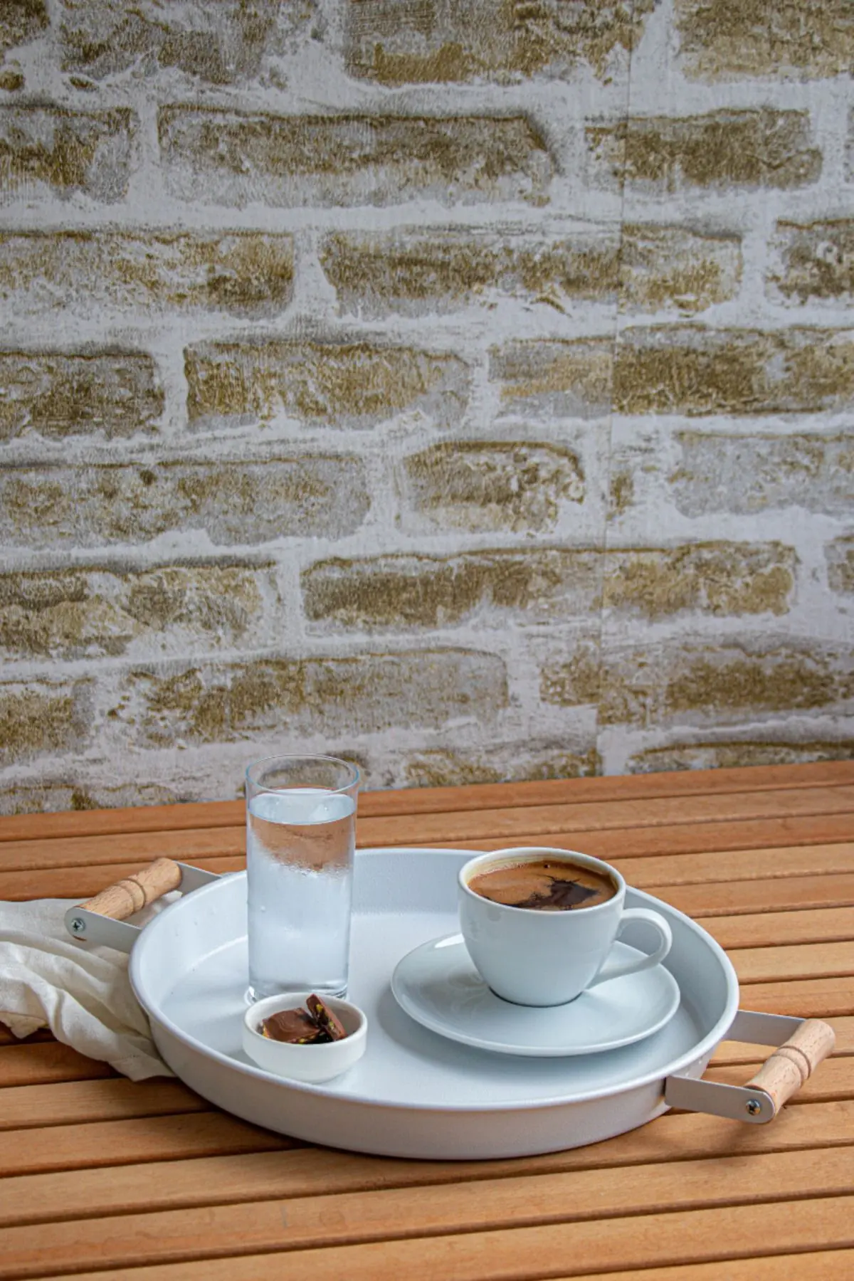 3 Lü Ahşap Kulplu Metal Tepsi Çay Tepsisi Kahve Tepsisi Sunum Tepsi Seti (SİYAH,YEŞİL,BEYAZ)