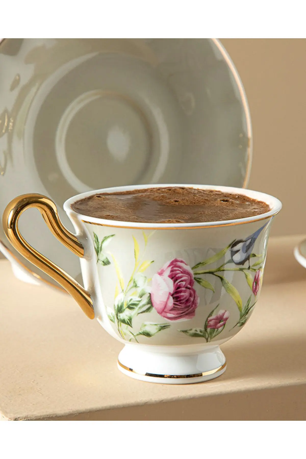 Vanilla New Bone China 4 Parça 2 Kişilik Kahve Fıncan Takımı 90 Ml Açık Gri