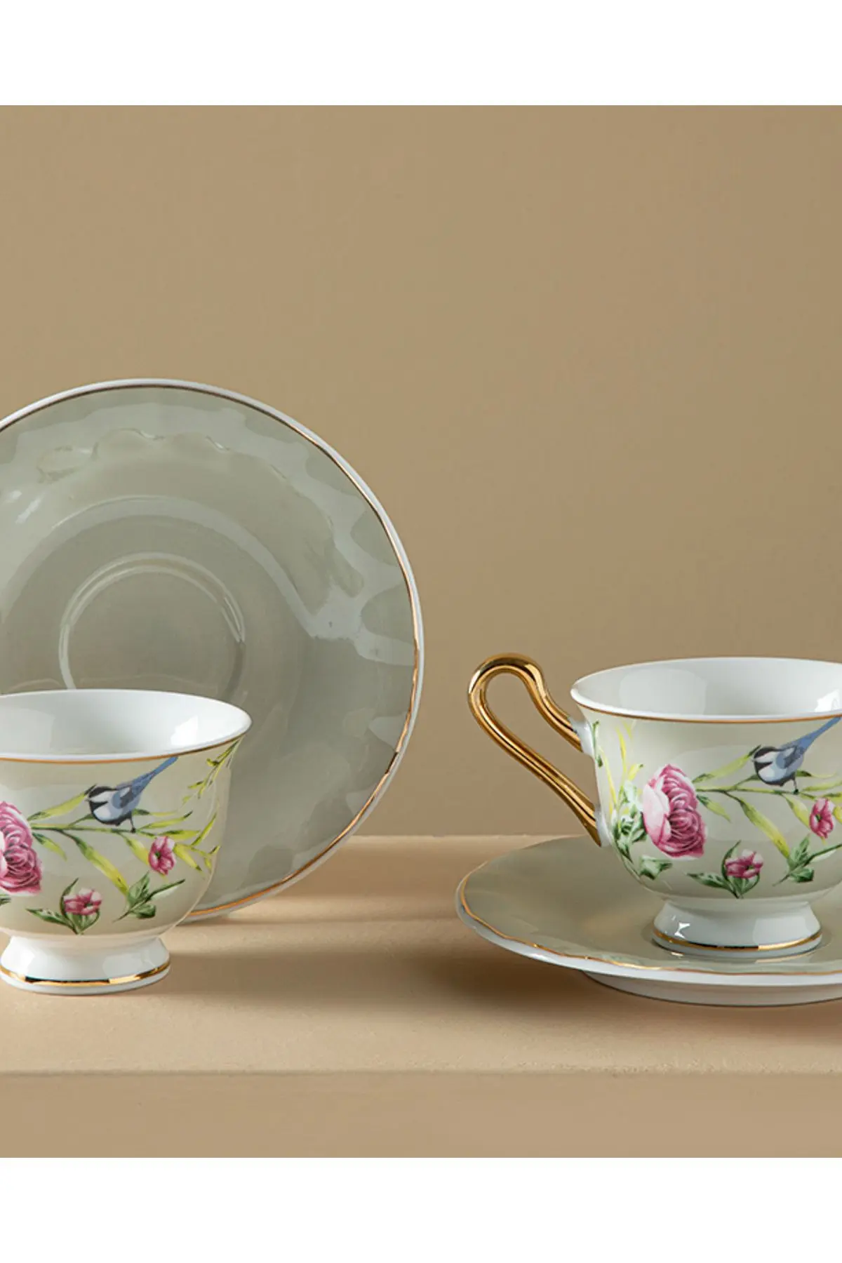 Vanilla New Bone China 4 Parça 2 Kişilik Kahve Fıncan Takımı 90 Ml Açık Gri