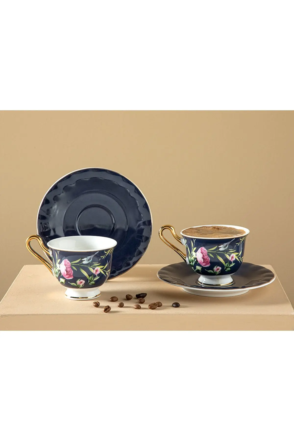 English Home Vanilla New Bone China 4 Parça 2 Kişilik Kahve Fıncan Takımı 90 ml Lacivert