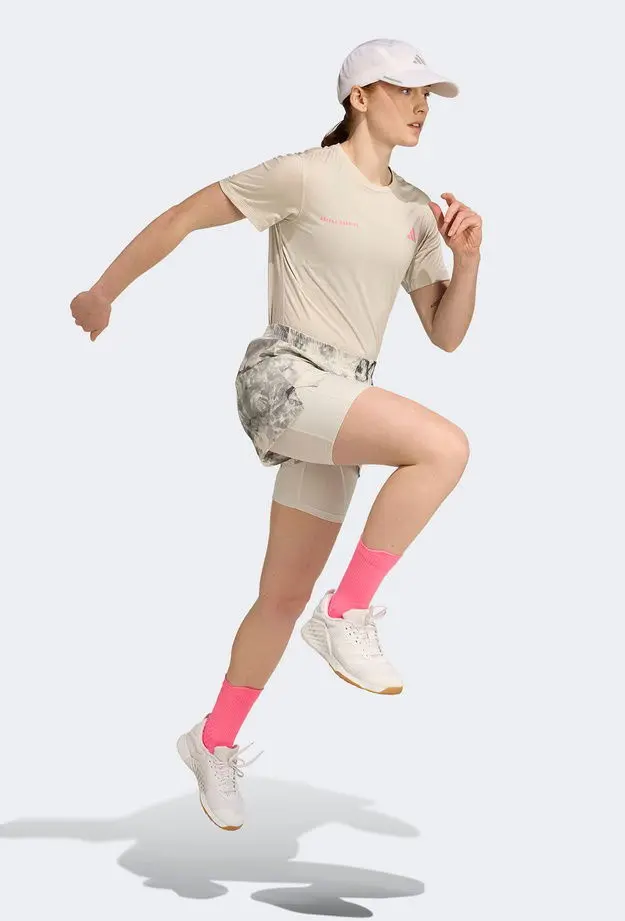 adidas Own The Run Spray Dye 2in1 Kadın Gri Koşu Şortu