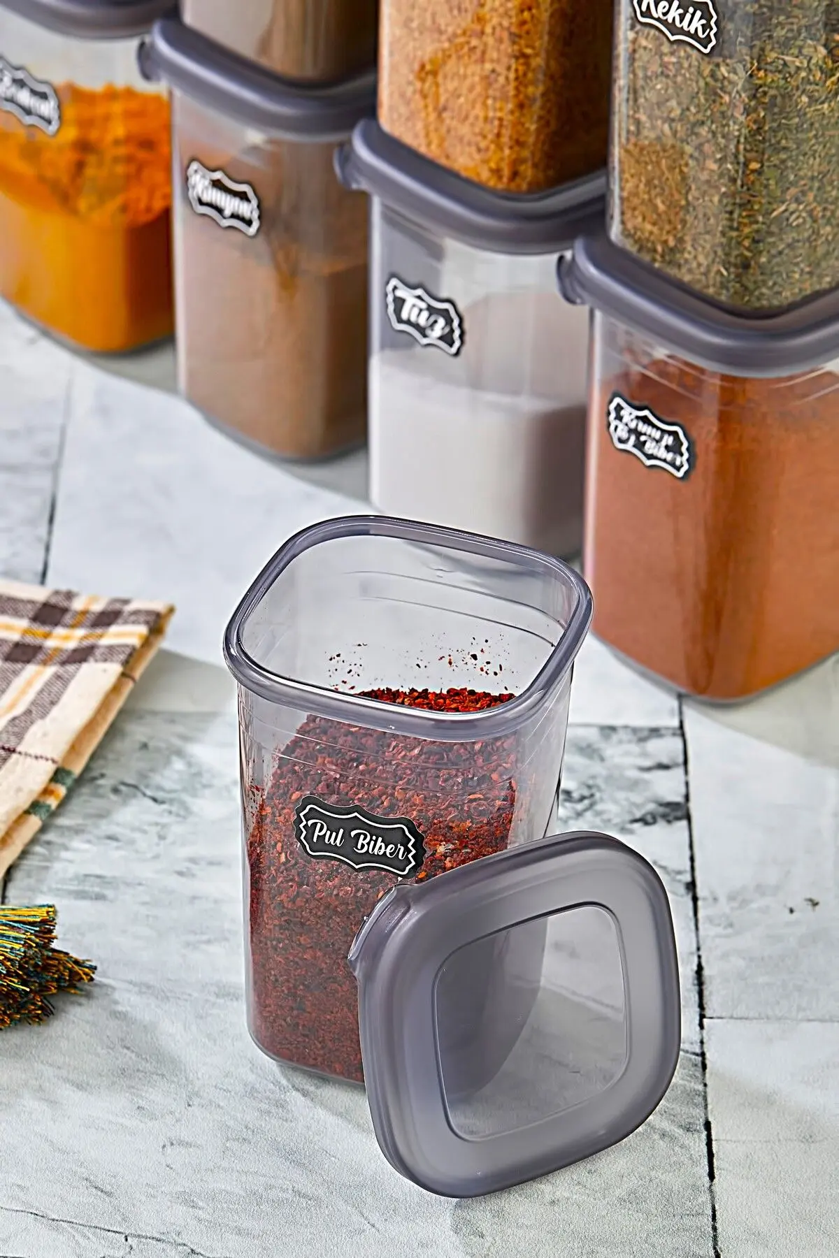 12'li Etiketli Ve Sızdırmaz Kapaklı Baharatlık Seti - 450ml - Etiket Hediyeli