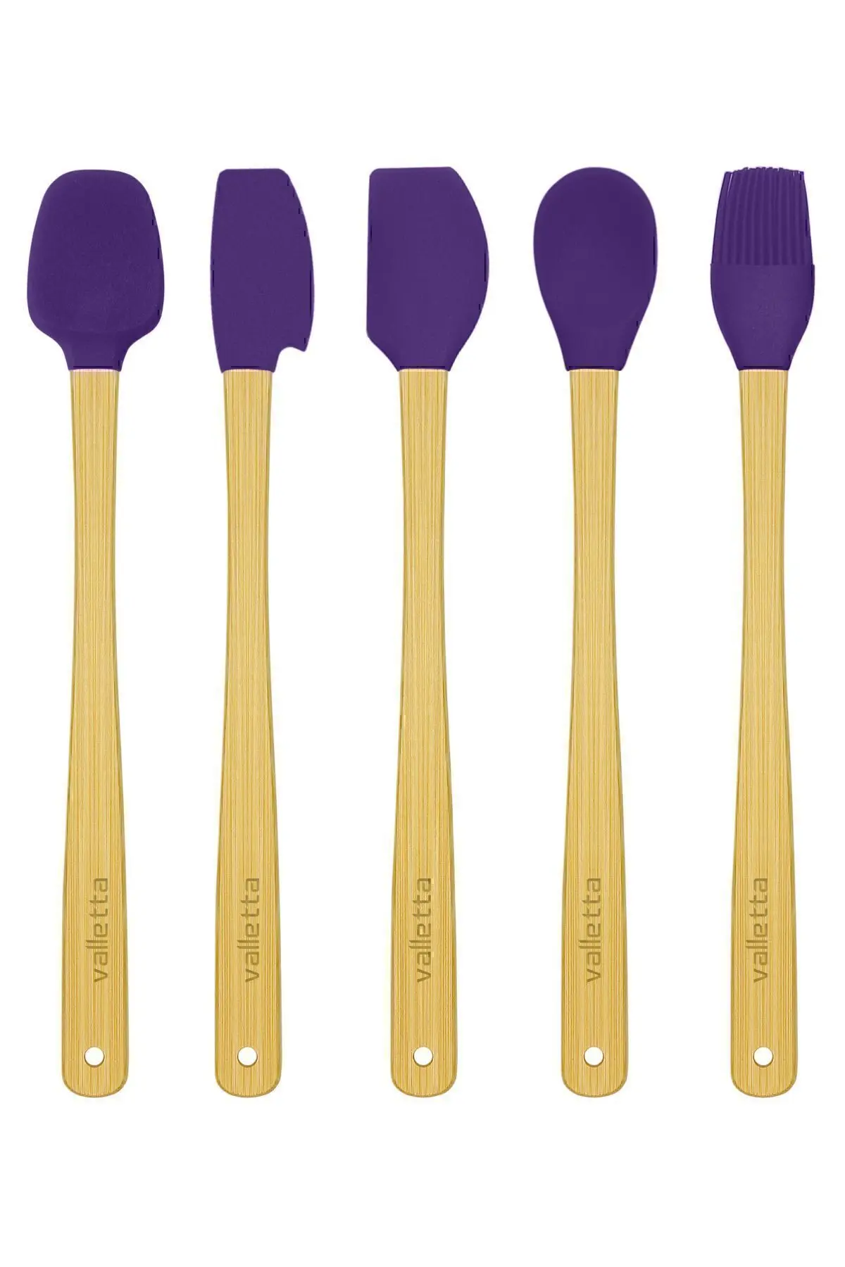 Indigo 5'li Mor Bambu Silikon Spatula Seti Uzun 26 Cm