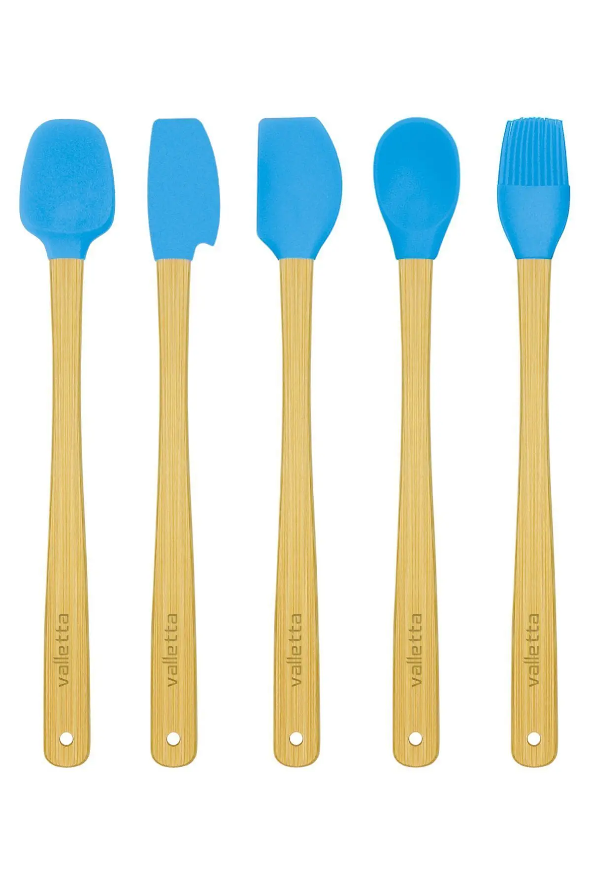 Indigo 5'li Turkuaz Bambu Silikon Spatula Seti Uzun 26 Cm