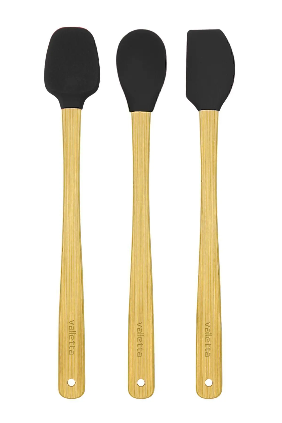 Indigo 3'lü Siyah Bambu Silikon Spatula Seti Uzun 26 Cm