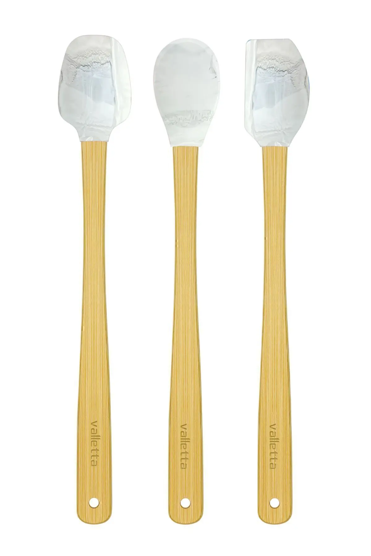 Indigo 3'lü Gri Mermer Bambu Silikon Spatula Seti Uzun 26 cm