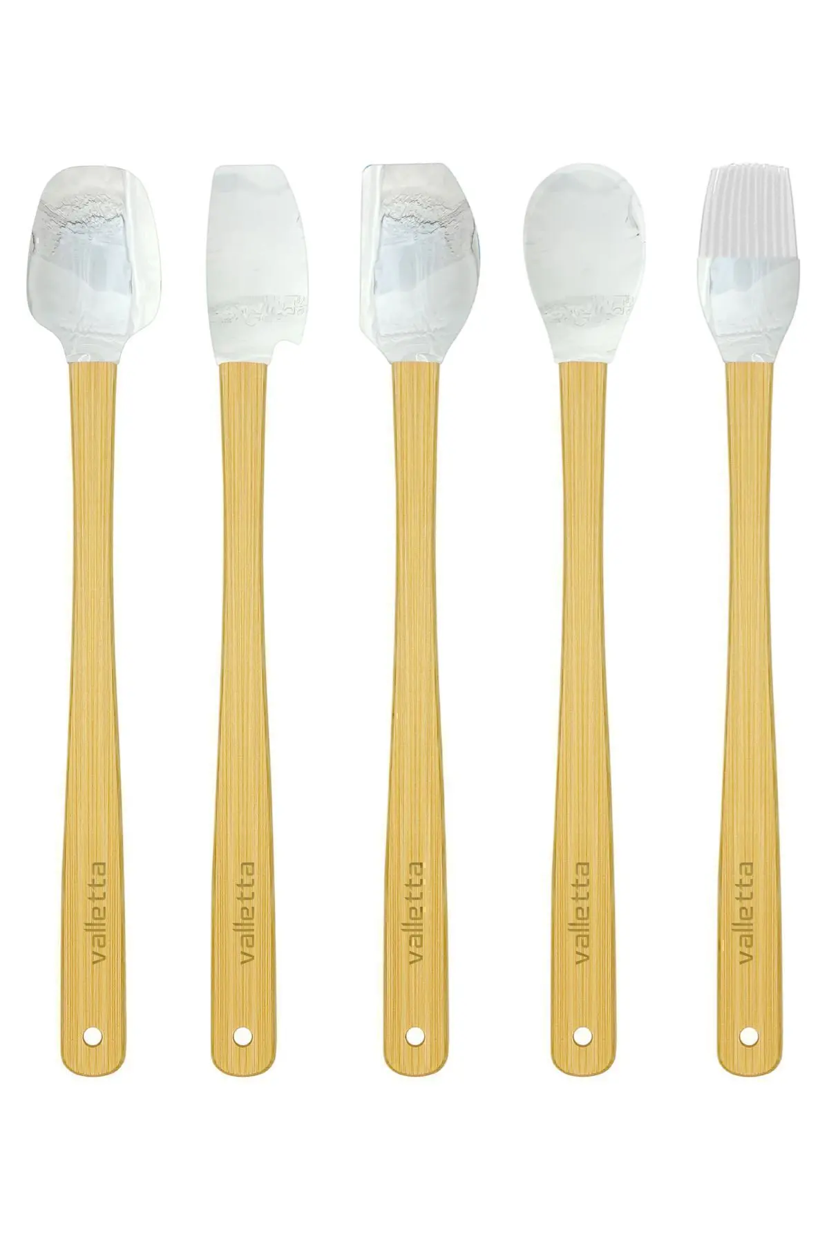 Indigo 5'li Gri Mermer Bambu Silikon Spatula Seti Uzun 26 Cm