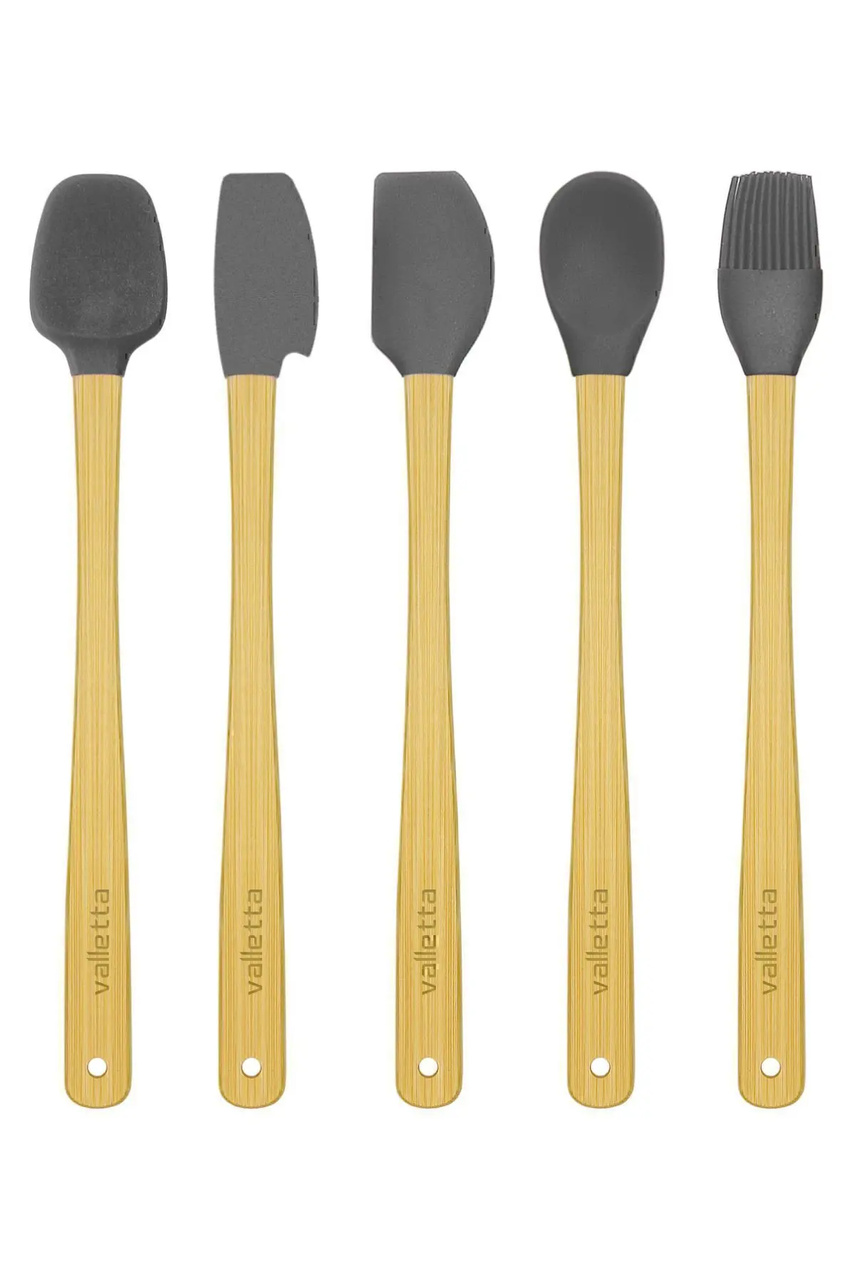 Indigo 5'li Gri Bambu Silikon Spatula Seti Uzun 26 Cm