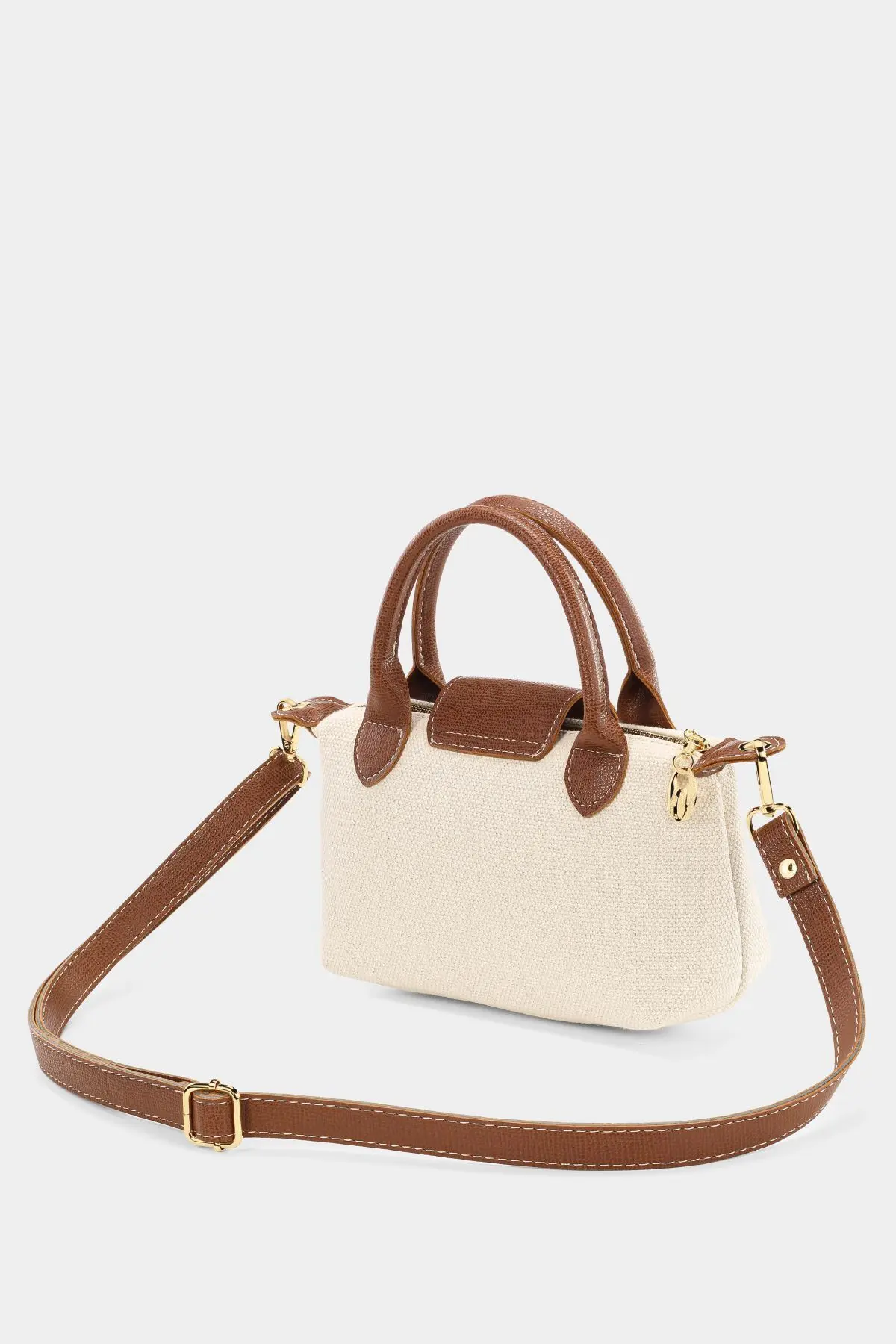 Çok Yönlü Kanvas Krem Çapraz Askılı Çanta