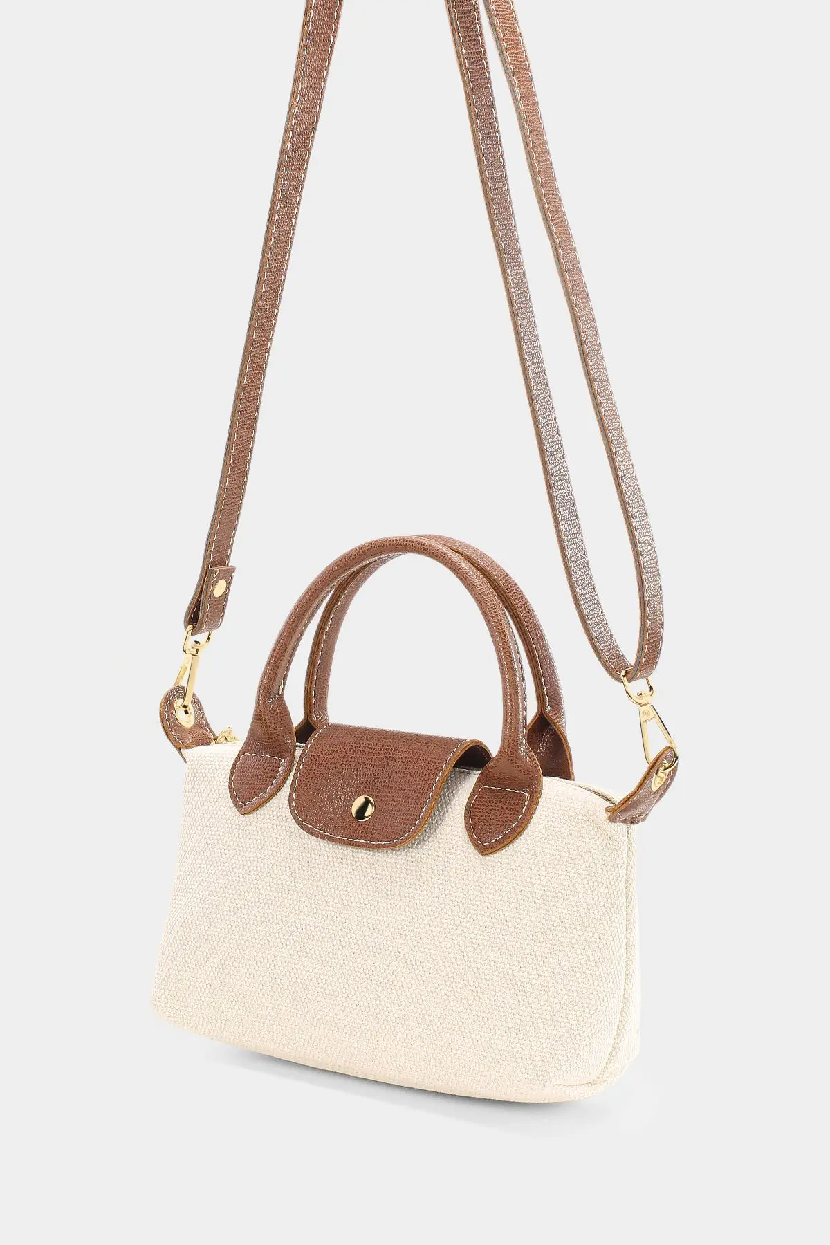 Çok Yönlü Kanvas Krem Çapraz Askılı Çanta