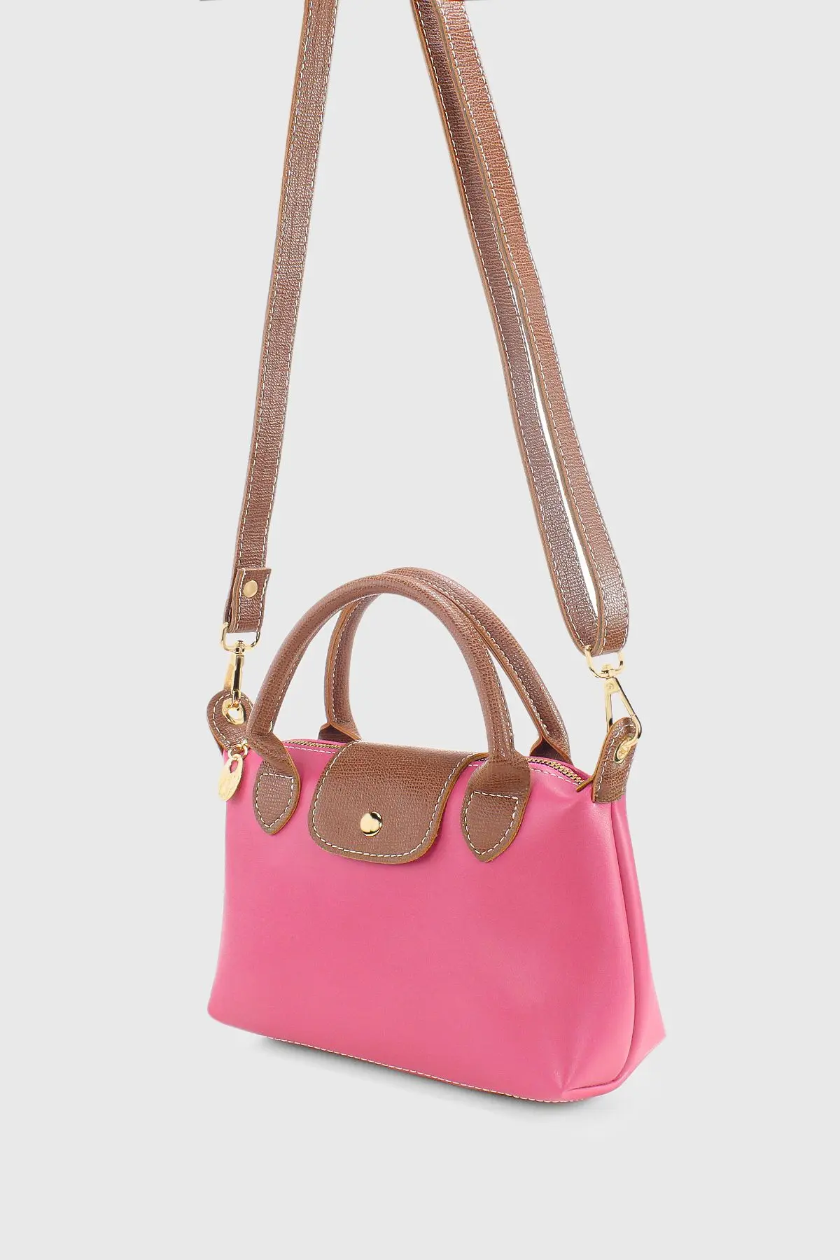 Pembe Çok Yönlü Pu Deri Çapraz Askılı Çanta