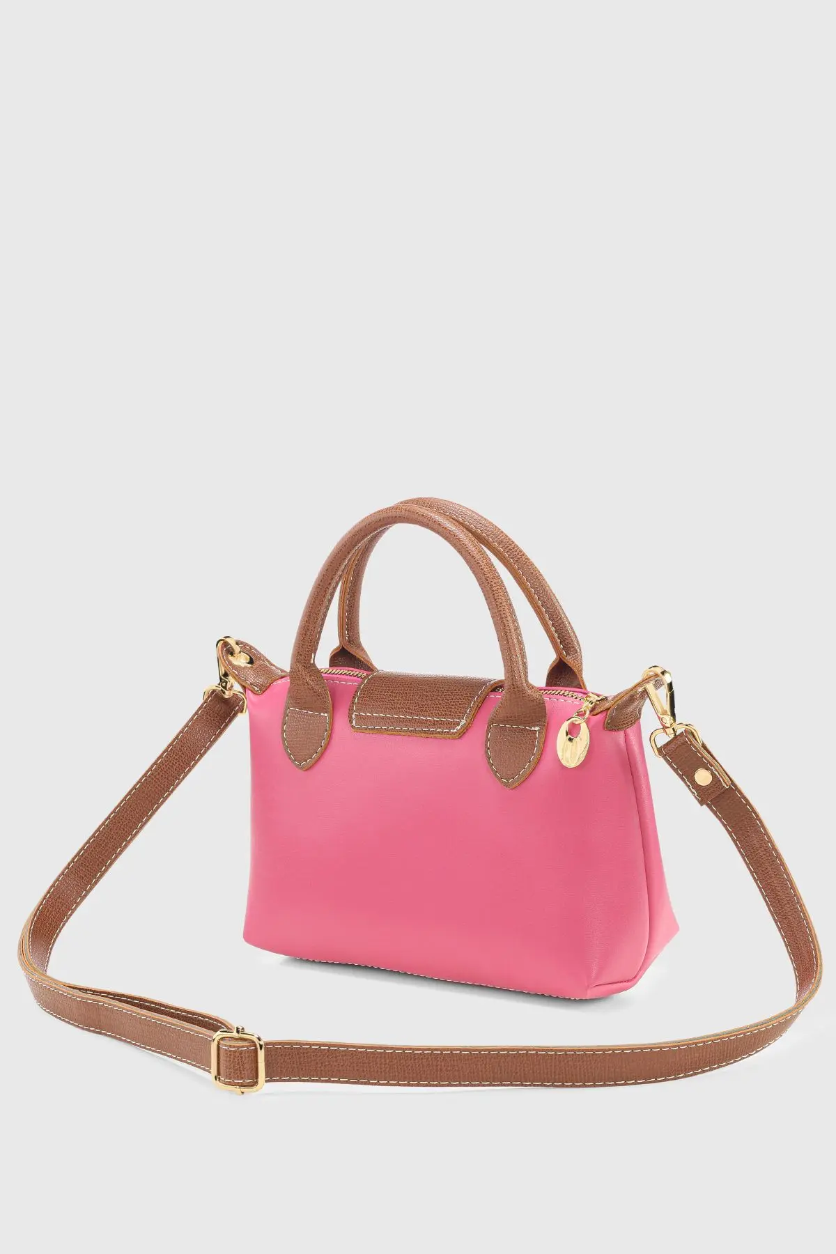 Pembe Çok Yönlü Pu Deri Çapraz Askılı Çanta