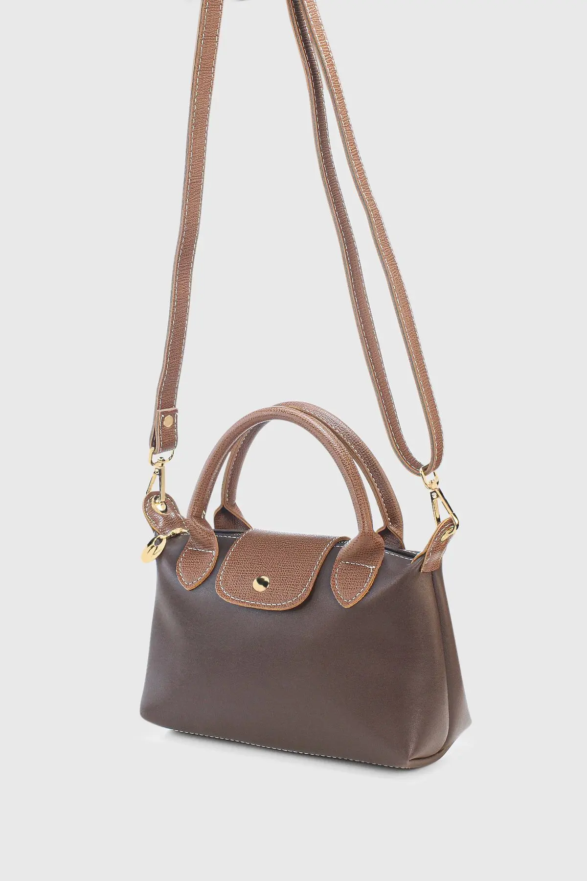 Koyu Kahverengi Çok Yönlü PU Deri Çapraz Askılı Çanta