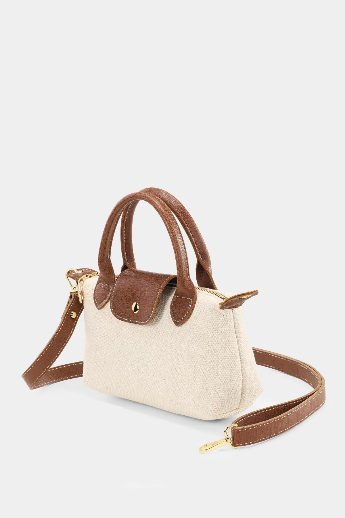 Çok Yönlü Kanvas Krem Çapraz Askılı Çanta