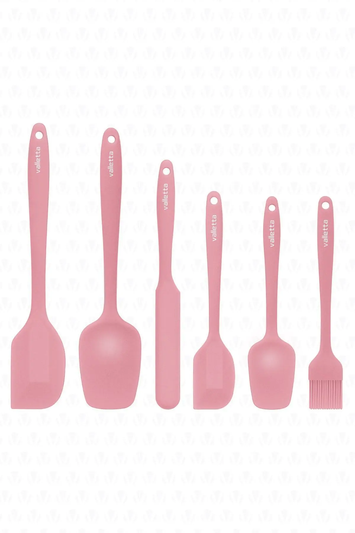 Drongo Isıya Dayanıklı Yanmaz Yapışmaz Silikon Spatula Seti 6 Parça Pembe