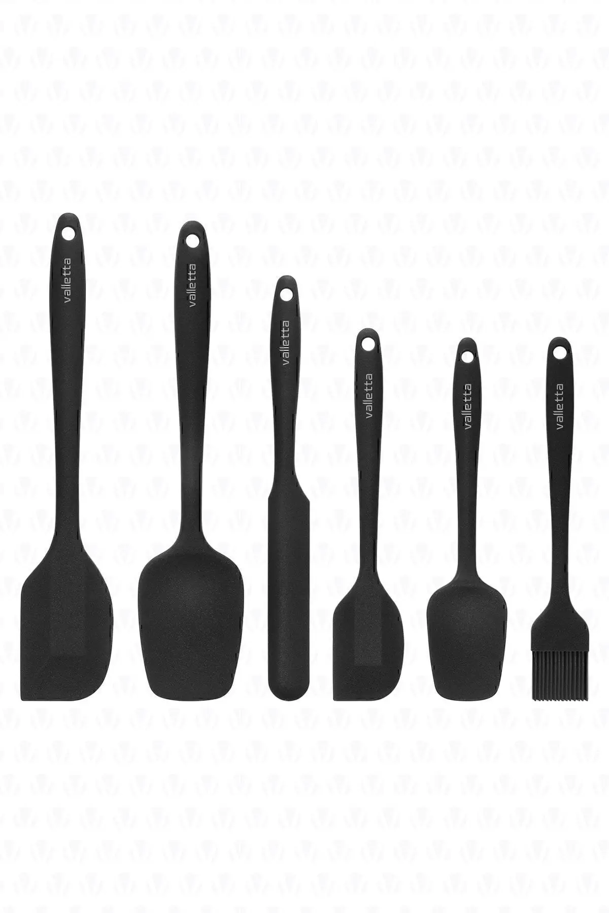 Drongo Isıya Dayanıklı Yanmaz Yapışmaz Silikon Spatula Seti 6 Parça Siyah