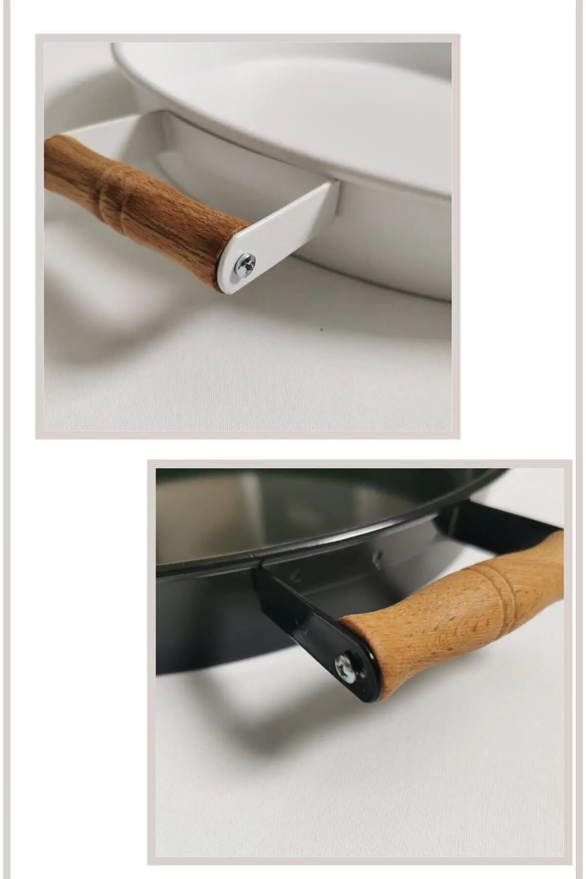 51 Cm Beyaz 37 Cm Siyah 2 Li Metal Yuvarlak Tepsi Sunum Tepsisi Çay Kahve Tepsisi