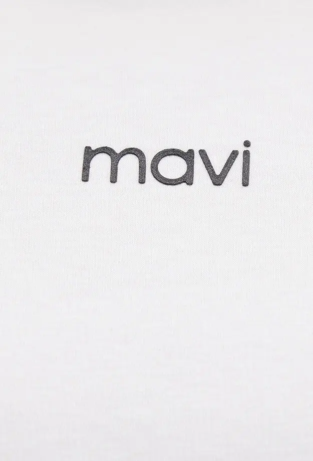 Mavi Mavi Logo Baskılı Beyaz Tişört Loose Fit / Bol Rahat Kesim 1612829-80194