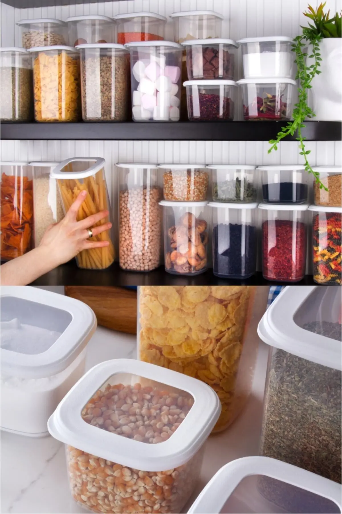 Foly Etiketli Kare Erzak Saklama Kabı 24'lü Set 8x(0,55 LİTRE, 1,2 LİTRE, 1,75 LİTRE) Beyaz