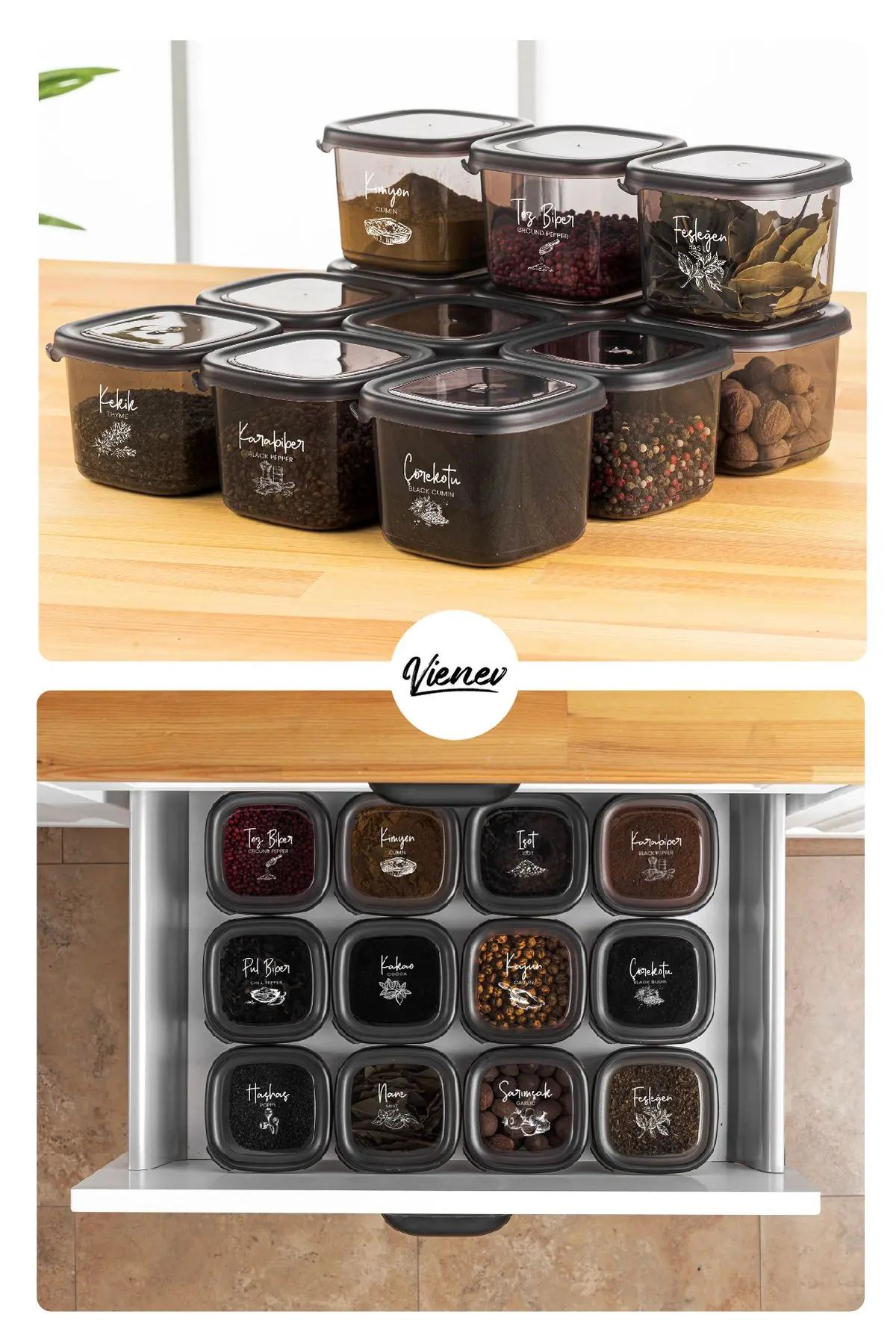 24lü Peggy Kare Erzak Saklama Kabı 8x(0,55 LİTRE, 1,2 LİTRE, 1,75 LİTRE) Beyaz Serigrafi Etiketli