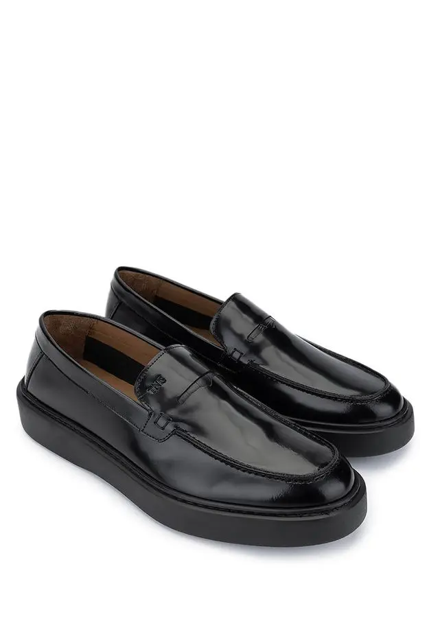 Tamer Tanca Erkek Hakiki Deri Siyah Açma Loafer Ayakkabı