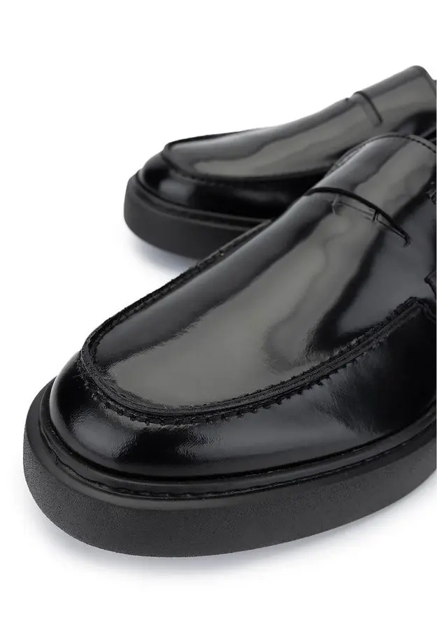 Tamer Tanca Erkek Hakiki Deri Siyah Açma Loafer Ayakkabı