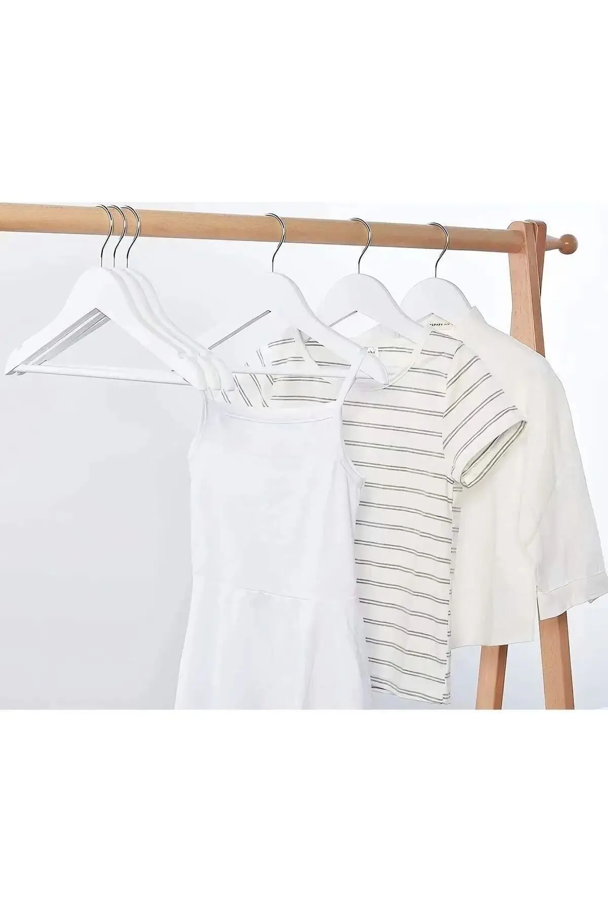 24'lü Ahşap Görünümlü Çocuk Elbise Askı Bebek Askısı Kıyafet Ve Elbise Askısı 24 Adet