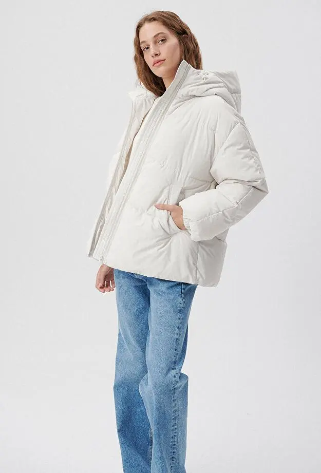 Mavi Gri Şişme Mont Loose Fit / Bol Rahat Kesim 1110199-83746