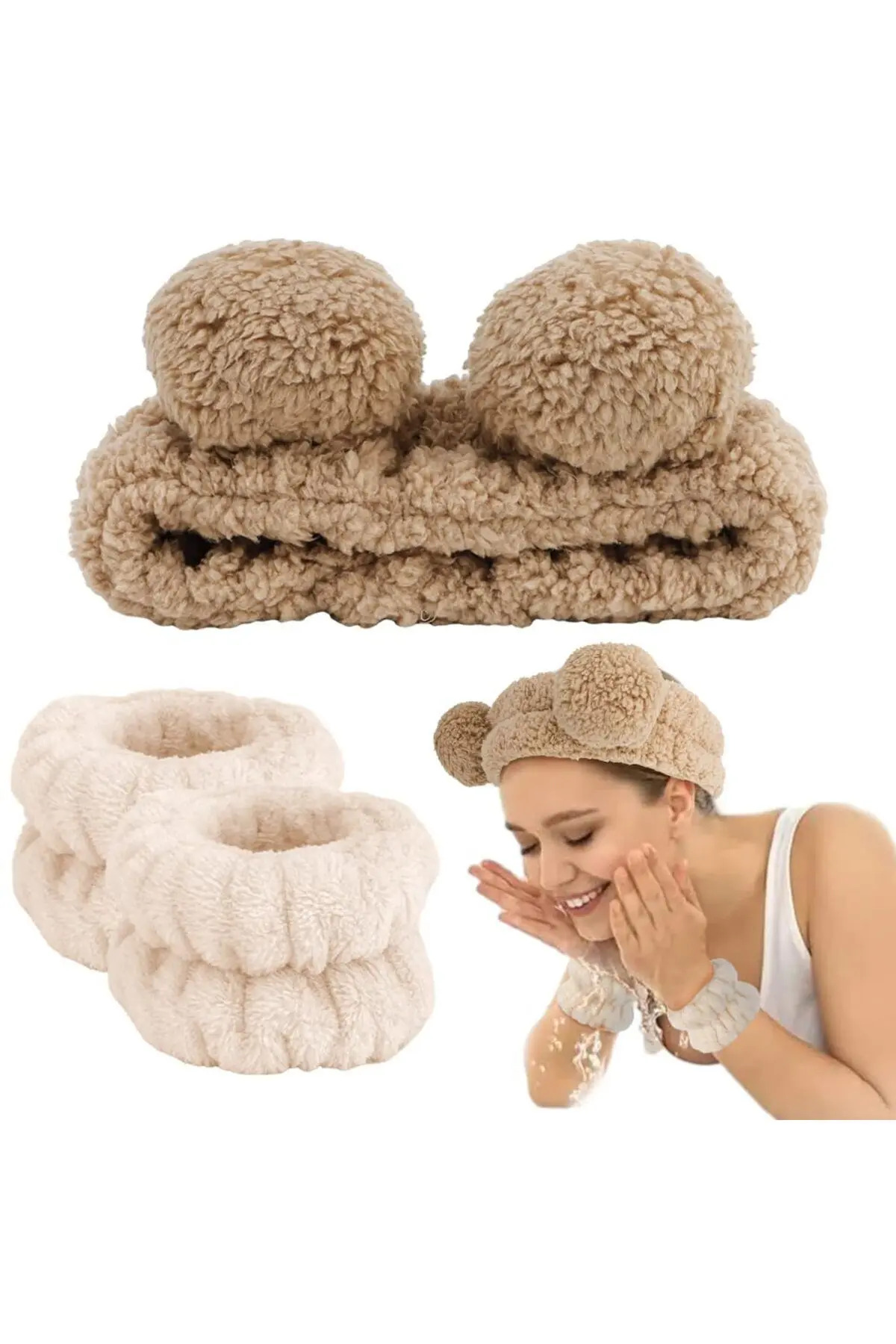 Ayıcık Takımı!- Makyaj Cilt Bakımı Yüz Bakım Saç Bandı Ve Bileklik Makyaj Seti