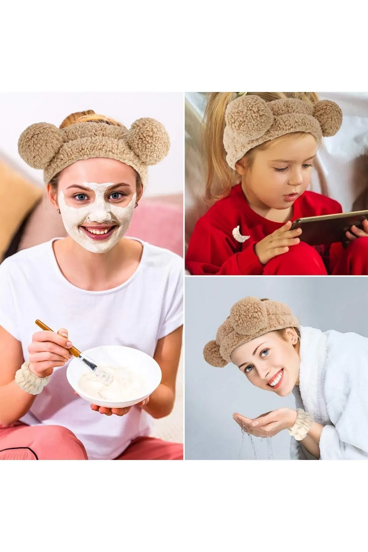 Ayıcık Takımı!- Makyaj Cilt Bakımı Yüz Bakım Saç Bandı Ve Bileklik Makyaj Seti