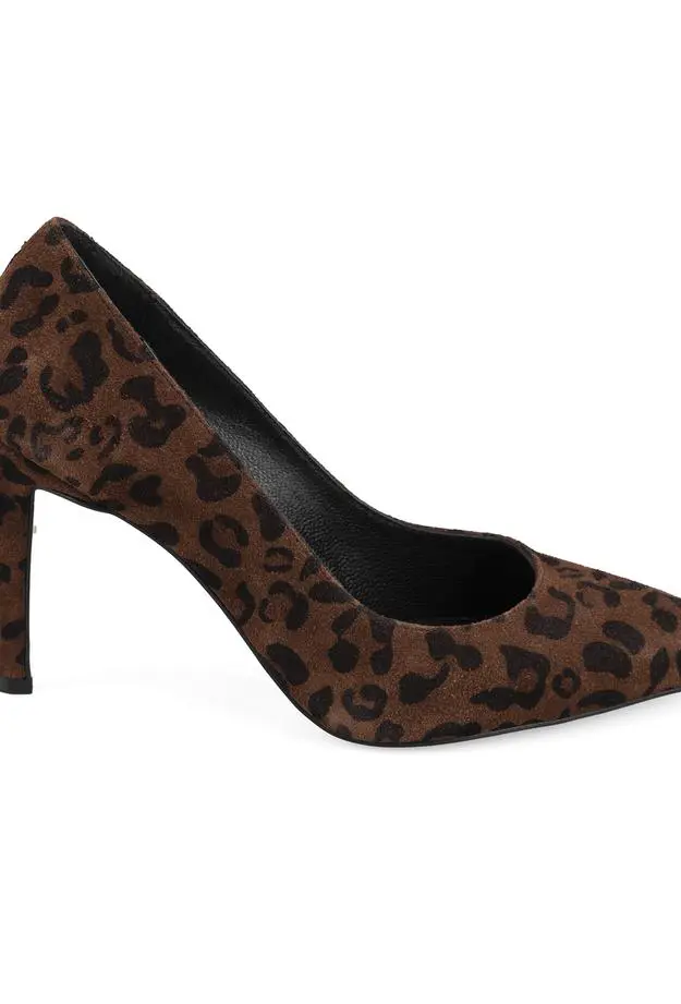 Kadın Leopar Süet Stiletto