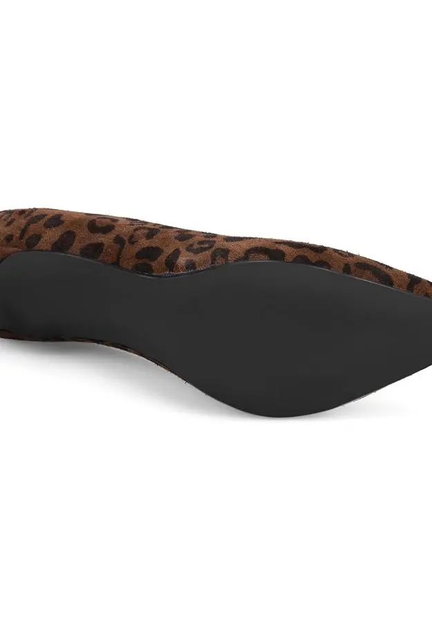 Kadın Leopar Süet Stiletto
