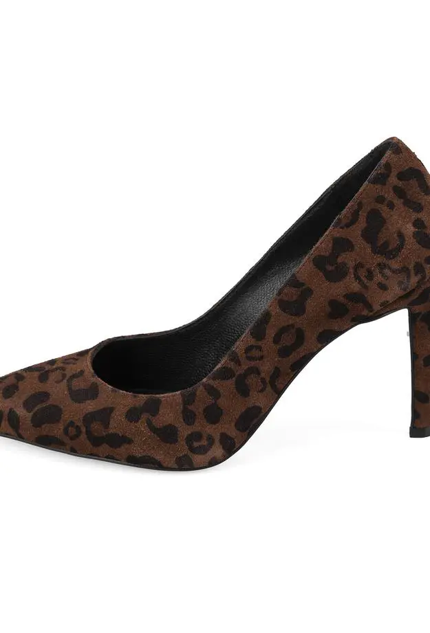 Kadın Leopar Süet Stiletto