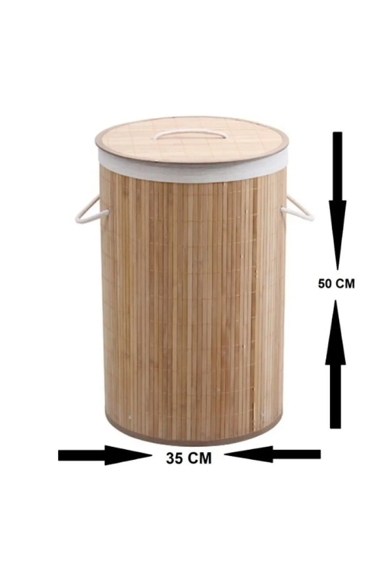 Sword Katlanır Naturel Oval Banyo Bambu Çamaşır Kirli Sepeti Fma331253