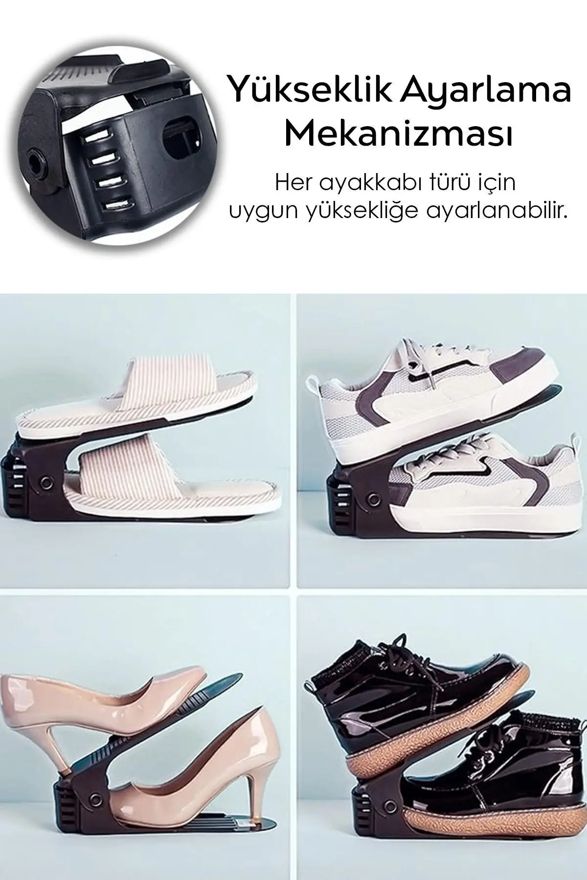 20'li Tekli Ayarlanabilir Ayakkabı Rampası - Dolap İçi Ayakkabı Düzenleyici Organizer