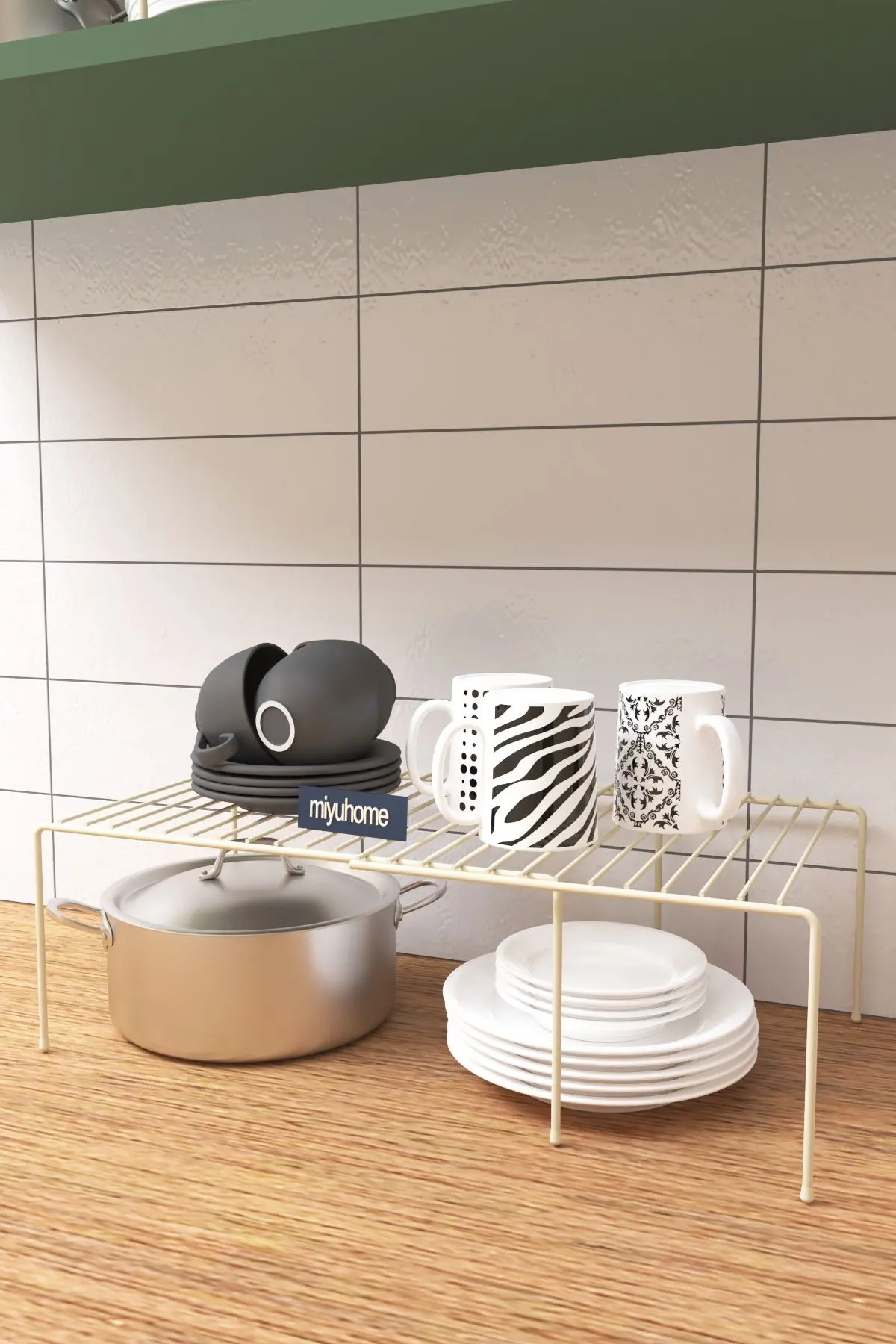 Genişletilebilir Raf Ayarlanabilir Dolap İçi Düzenleyici Mutfak Düzenleyici Banyo Düzenleyici BEJ