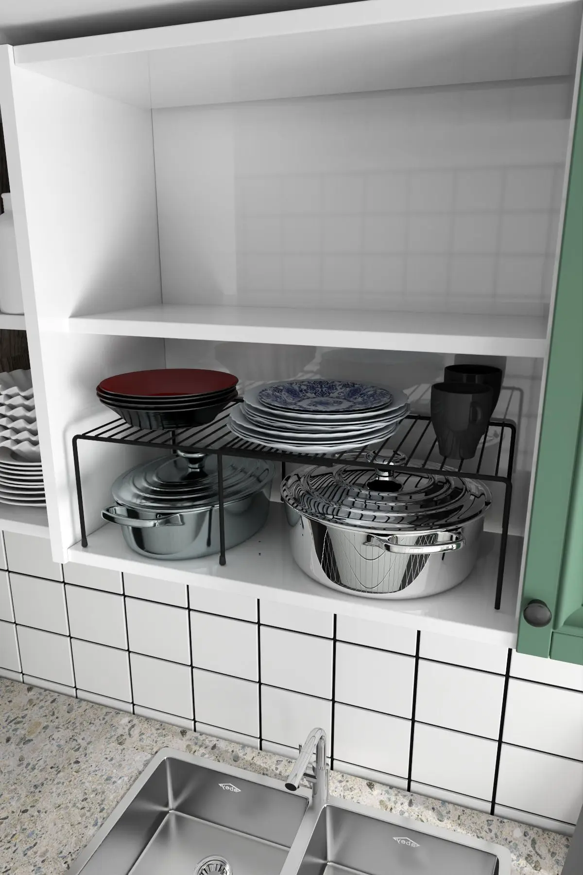 Genişletilebilir Raf Ayarlanabilir Dolap İçi Düzenleyici Mutfak Düzenleyici Banyo Düzenleyici