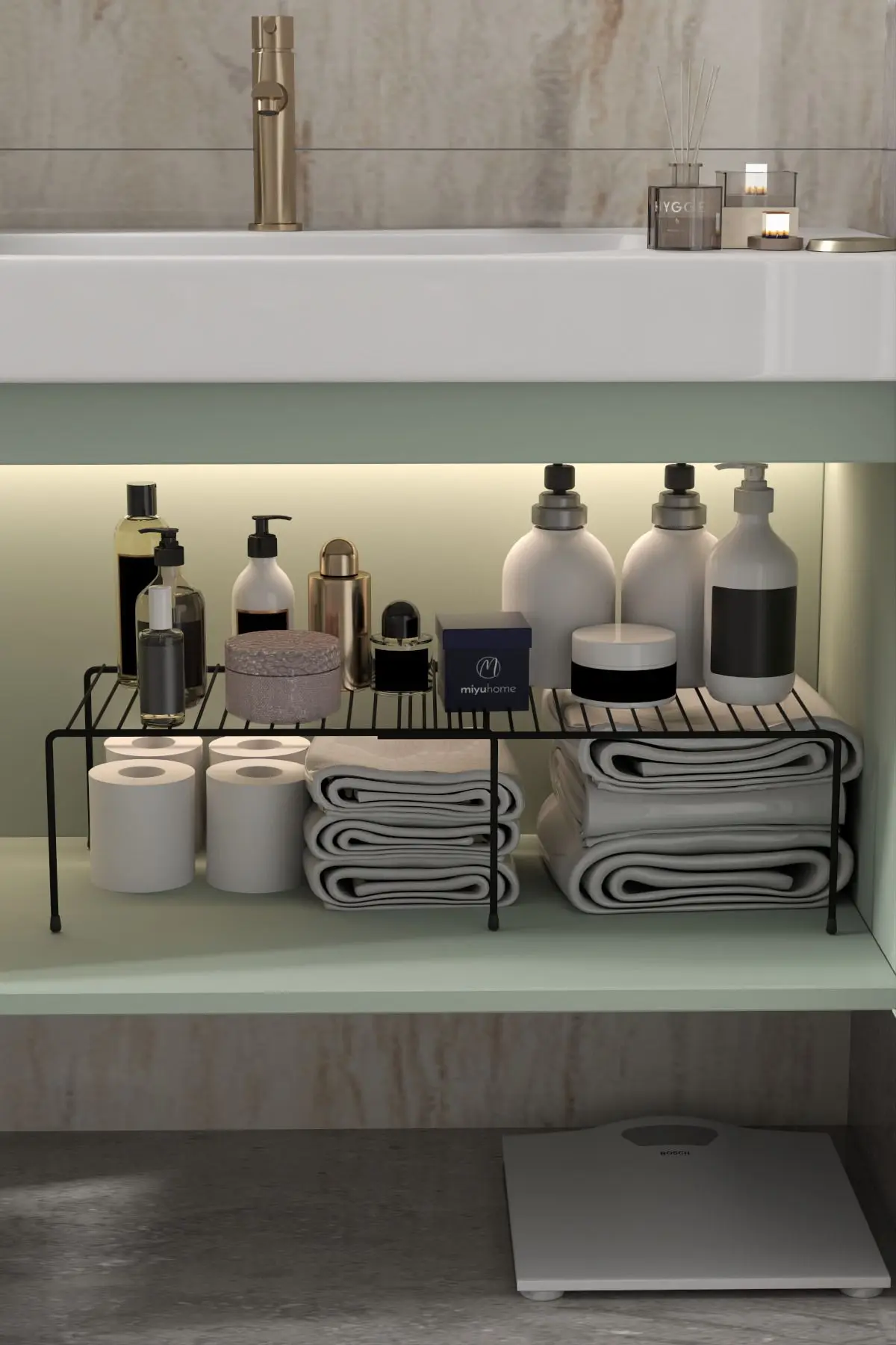 moniev Genişletilebilir Raf Ayarlanabilir Dolap İçi Düzenleyici Mutfak Düzenleyici Banyo Düzenleyici