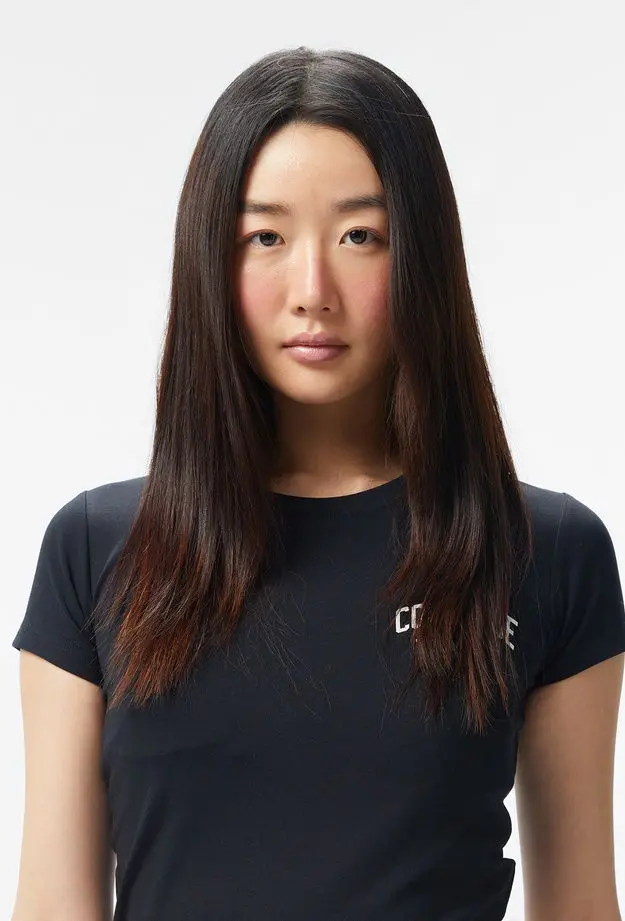 Converse Kadın Slim Fit Baskılı Siyah T-Shirt