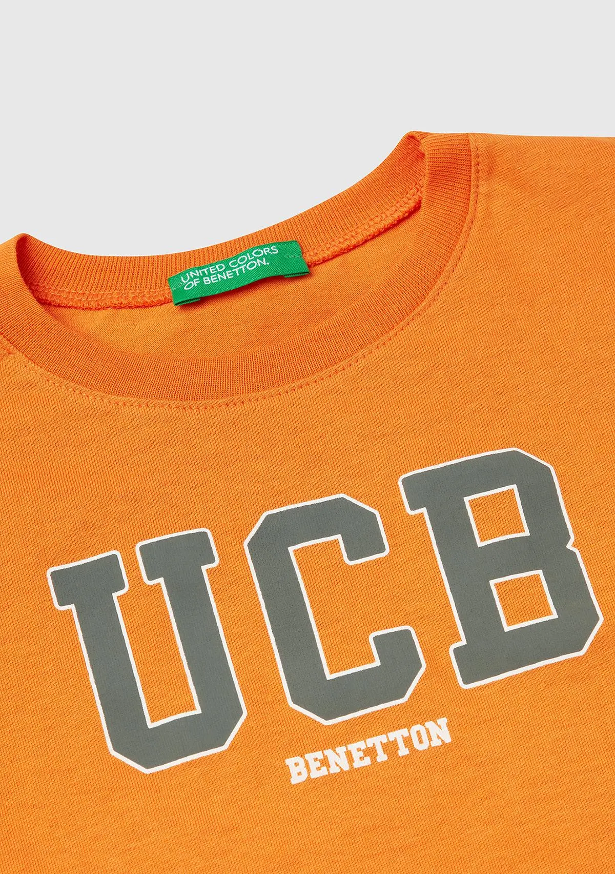 Erkek Çocuk Turuncu Benetton Logo Baskılı T-Shirt