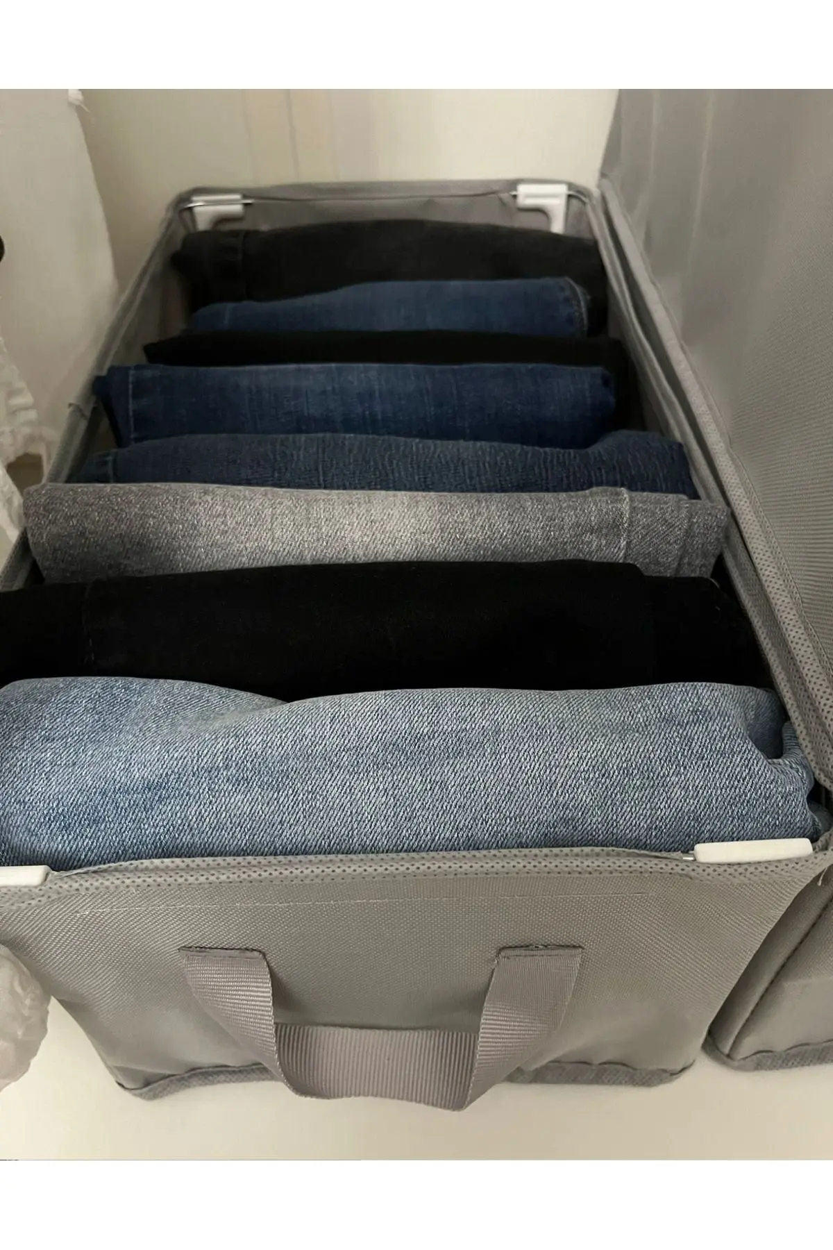 1 adet dolap içi düzenleyici raf düzenleyici saklama katlanabilir kıyafet organizeri  45x25x20