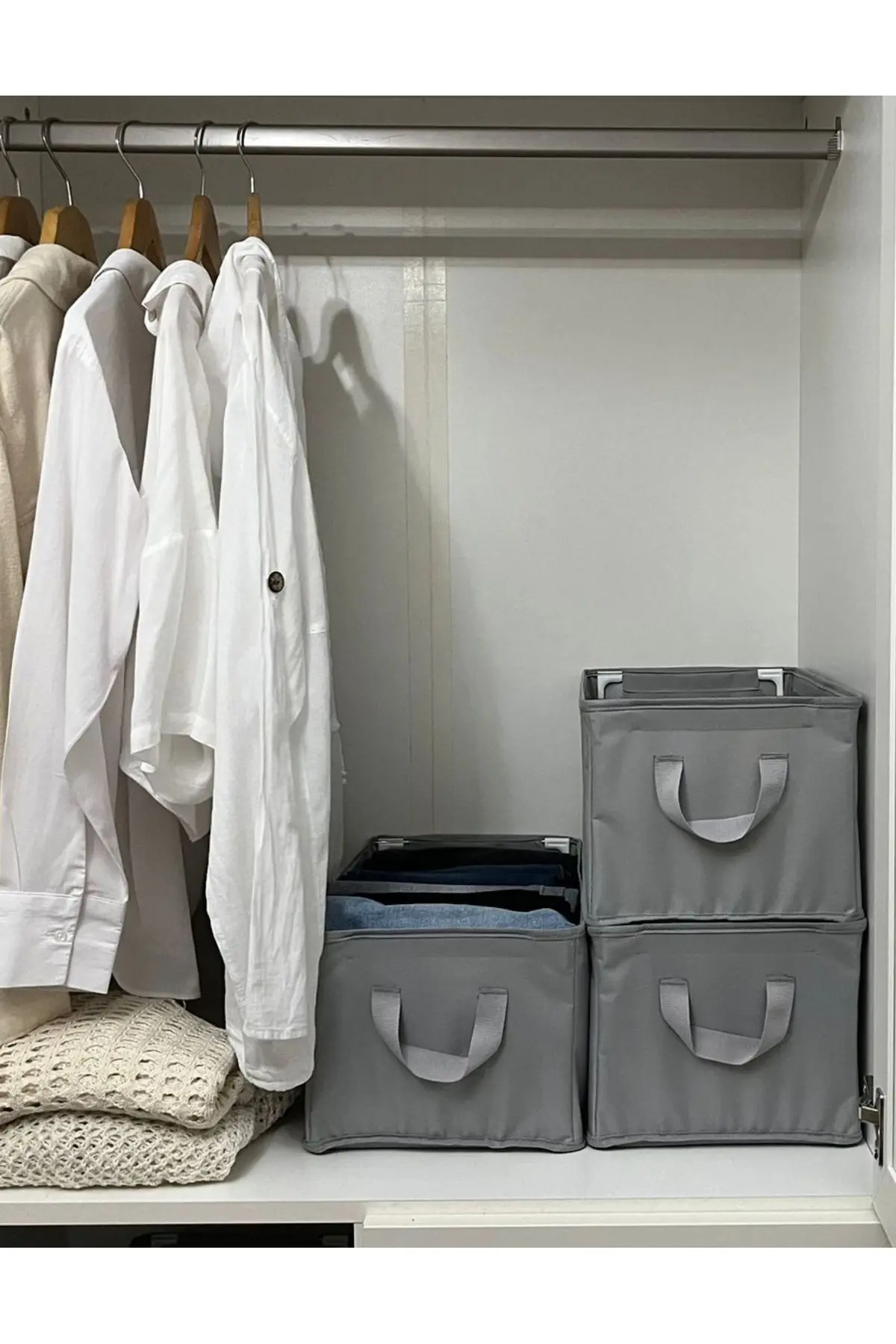1 adet dolap içi düzenleyici raf düzenleyici saklama katlanabilir kıyafet organizeri  45x25x20