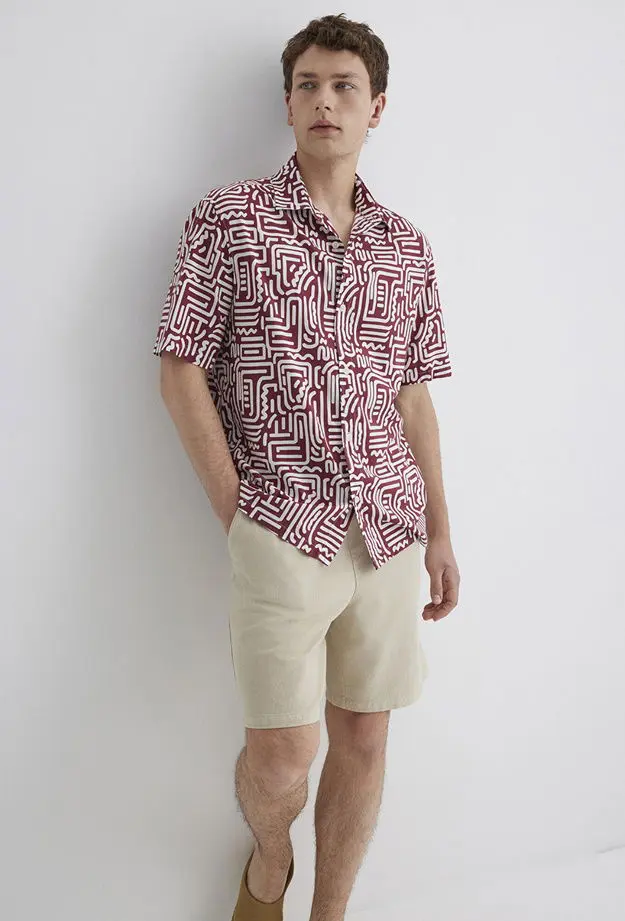 Mavi Mavi Baskılı Kırmızı Gömlek Loose Fit / Bol Rahat Kesim 0211536-89926