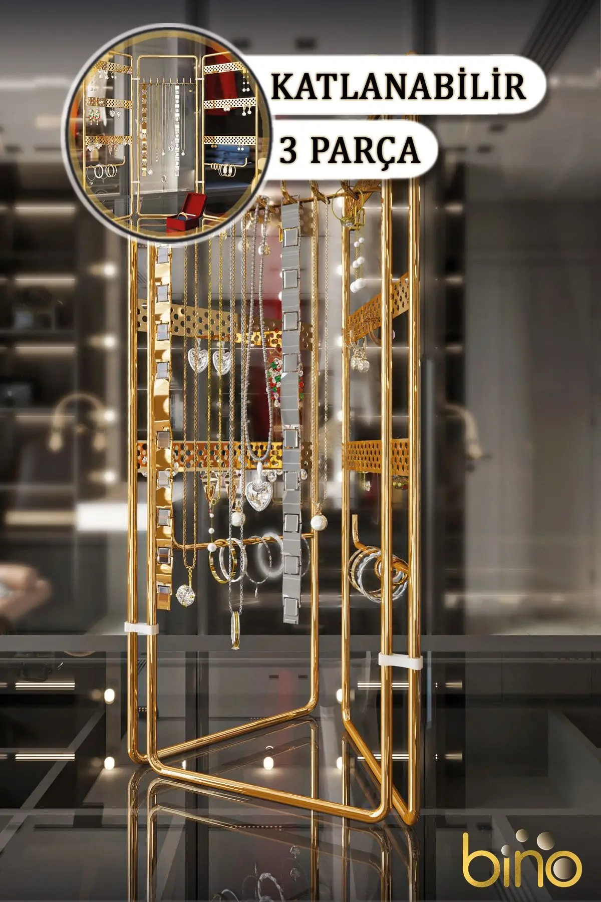 Takı Düzenleyici Organizeri Kutusu Dekoratif Takı Standı 3 Parça Kolye Yüzük Küpelik